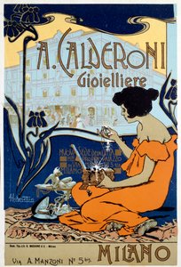 Reklamaffisch för Calderoni juvelerare i Milano, c1920 av Adolfo Hohenstein