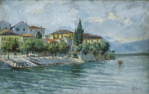 Lake Maggiore Landscape (olja på duk) av Adolfo Polaroli
