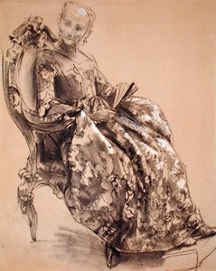 En studie av prinsessan Amalie av Preussen (krita på papper) av Adolph Menzel