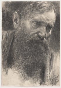 Chef för en skäggig man i halvprofil av Adolph Menzel