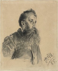 Porträtt av en skäggig man av Adolph Menzel