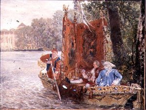 Flodresa vid Rheinsburg, 1860 (olja) av Adolph Menzel