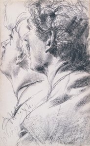 Chefen för en ung man i profil till vänster, 1884 av Adolph Menzel