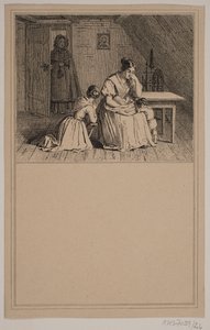 En fattig familj. Nej. 25 i Chr. Winther och M. Rørbye, "25 bilder för små barn" av Johan Adolph Kittendorff