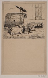 Hundens tråg. Nej. 8 i Chr. Winther och M. Rørbye, "25 bilder för små barn" av Johan Adolph Kittendorff