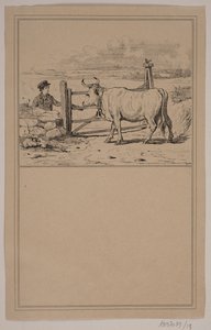 Kon och pojken. Nej. 12 i Chr. Winther och M. Rørbye, "25 bilder för små barn" av Johan Adolph Kittendorff