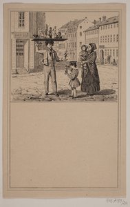 Mannen med dockan. Nej. 23 i Chr. Winther och M. Rørbye, "25 bilder för små barn" av Johan Adolph Kittendorff