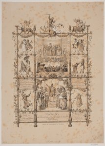 Jubileumsblad om konstnärskarnevalen den 3 mars 1854 av Johan Adolph Kittendorff