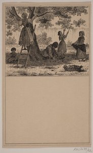 Under äppelträdet. Nej. 21 i Chr. Winther och M. Rørbye, "25 bilder för små barn" av Johan Adolph Kittendorff