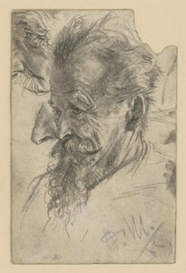Äldre manligt huvud med knäppskägg samt detaljer av Adolph Menzel