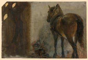 Uppspänd häst av Adolph Menzel