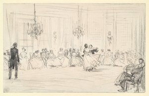 En bal och ett dansande par av Adolph Menzel