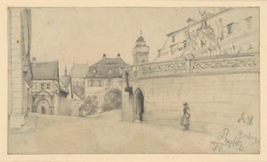 Bamberg. Domplatz mellan Domplatz 1 och Domkranz, sett mot söder av Adolph Menzel