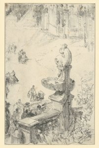 Barockfontän i Dresden () av Adolph Menzel