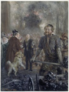 Besök på järnvalsverket (för att fira Eduard Arnholds 25-åriga delägarskap i kolföretaget Caesar Wollheim den 1 januari 1900) av Adolph Menzel