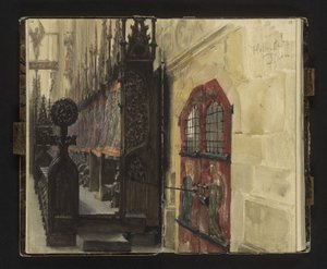 Utsikt över körstolarna i katedralen i Halberstadt av Adolph Menzel
