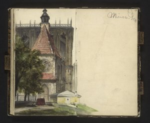 Utsikt över portalen till domkyrkan i Meissen av Adolph Menzel