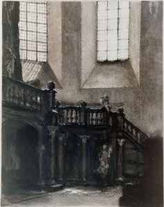 Utsikt över en barockorgelgaleri av Adolph Menzel