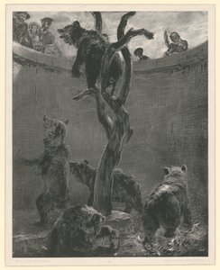 Björnburarna i Zoologiska trädgården. Blad 6 ur: Experiment med pensel och skrapjärn, häfte 1 av Adolph Menzel