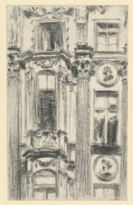 Detalj av den mellersta utsprånget på Palais du Saxe i Dresden av Adolph Menzel