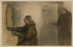 En blind munk som spelar orgel av Adolph Menzel