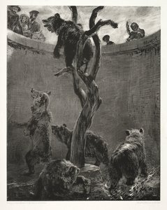 Essä om sten med borste och skrapa: Björngropen, 1851. av Adolph Menzel