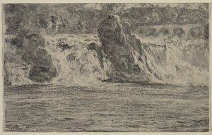 Rhenfallen vid Schaffhausen Rhenfallen från Schaffhausen, 1885. av Adolph Menzel
