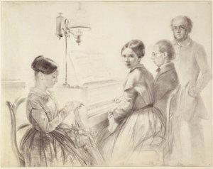 Familjen vid flygeln av Adolph Menzel