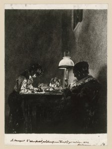 Familjen vid lampan av Adolph Menzel