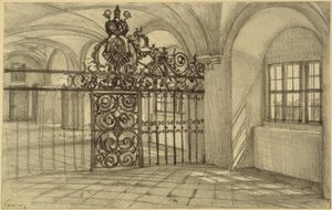 Den välvda salen i klostret i Kamenz av Adolph Menzel