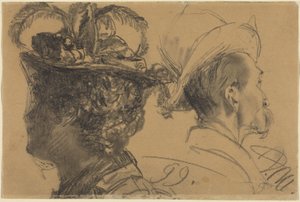 Huvuden av en man och en kvinna av Adolph Menzel