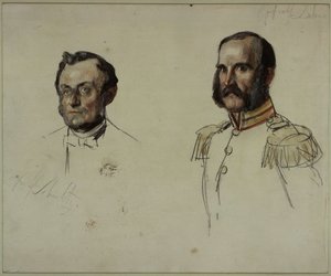 Hovrådet E. Dohme, hovrådet Schulz. Studie om målningen ”Kröningen av Wilhelm I i Königsberg” av Adolph Menzel