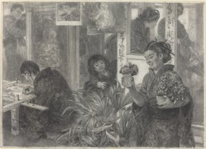 Japansk konstnär på jobbet av Adolph Menzel