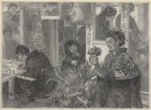 En japansk konstnär i arbete av Adolph Menzel