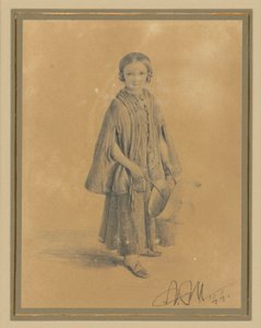 Barnporträtt av Constanze Beling, född Martini. Dotter till distriktsdomaren Carl Martini och hans hustru Pauline Martini av Adolph Menzel