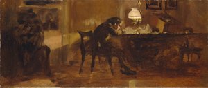Pojke vid skrivbordet av Adolph Menzel