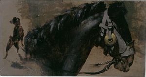Hästhuvud och hund av Adolph Menzel