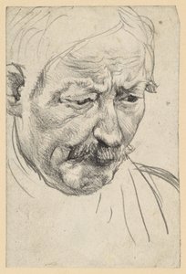 Huvud av en äldre man med mustasch av Adolph Menzel