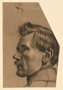 Manligt huvud med mustasch, sett i profil åt vänster av Adolph Menzel