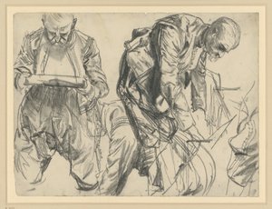 Modell i kurfursten Johann Georg I av Sachsens festdräkt, visad ur tre vinklar, Historiska museet, Dresden av Adolph Menzel