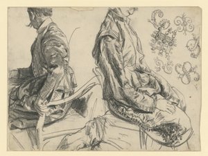 Modell i kurfursten Johann Georg I av Sachsens festdräkt, visad ur två vinklar, Historiska museet, Dresden av Adolph Menzel