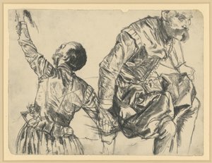Modell i kurfursten Johann Georg I av Sachsens festdräkt, visad från två vinklar, Historiska museet, Dresden av Adolph Menzel