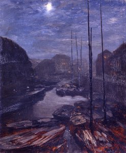 Månsken över Friedrichsgracht i det gamla Berlin av Adolph Menzel