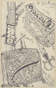Patronväska med reseläkemedelskit till kurfursten Johann Georg I av Sachsens jaktsadel från år 1618, Historiska museet, Dresden av Adolph Menzel