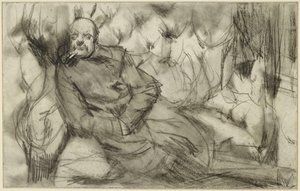 Sovande man i ett tågkupé av Adolph Menzel