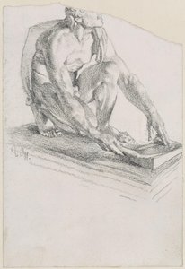 En slipande skyter (avgjutning efter originalet i Uffizierna i Florens) av Adolph Menzel