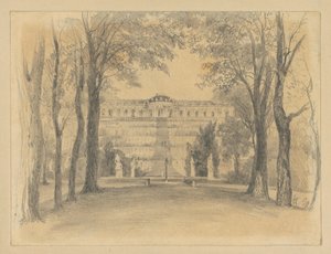 Slottet Sanssouci med terrasserna och fontänen av Adolph Menzel