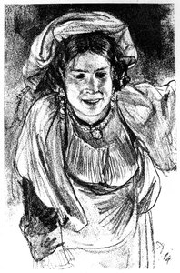 Studie av en italiensk flicka, c1880-1882. av Adolph Menzel