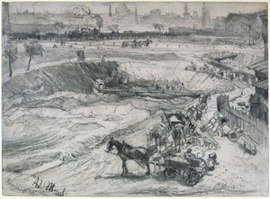 Dagbrott i Königshütte av Adolph Menzel