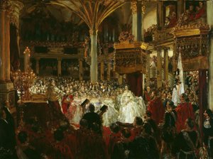 Vilhelm I:s kröning till kung av Preussen på Königsbergs slott 1861, 1861. av Adolph Menzel